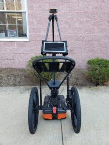 A cart with a GSSI UtilityScan G2 Like New Condition on it.