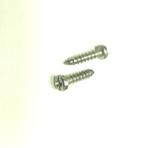 Two RTC-Omni GEOPHONE CASE SCREWS on a white surface.