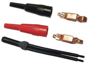 A set of red and BLACK BOOT wire connectors.