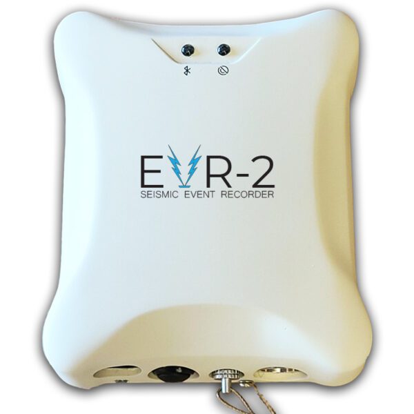 The EVR-2 :: GPS Seismic Event Recorder is a white box with the word EVR-2 :: GPS Seismic Event Recorder on it.