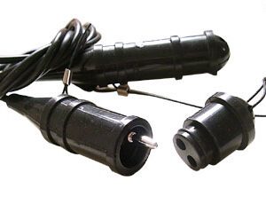 A pair of black KCL FEMALE Connectors and a black plug.