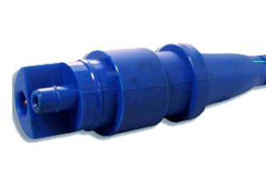 A KCK MALE PUSH-ON Connector with a blue handle.