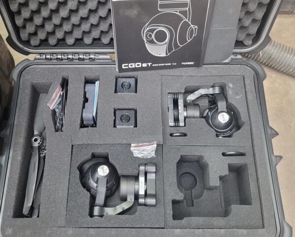 A Yuneec H520 Drone with three cameras and accessories case.