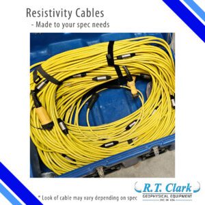 A box of Resistivity Cables with the words resistance cables.