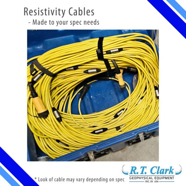 A box of Resistivity Cables with the words resistance cables.